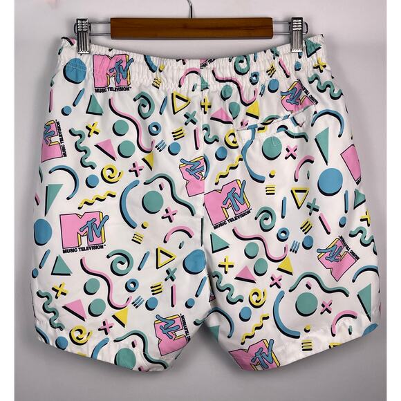 MTV Retro 90s Geometric Print Men’s Swim Trunks Size M - Picture 2 of 5